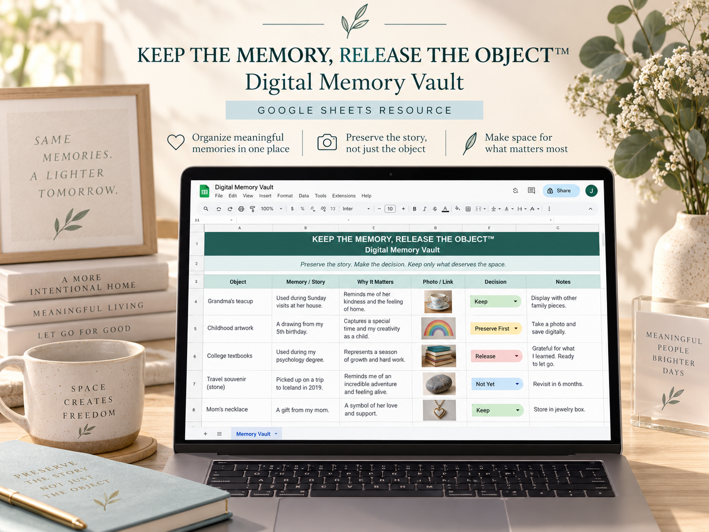Digital Memory Vault Google Sheets template cover