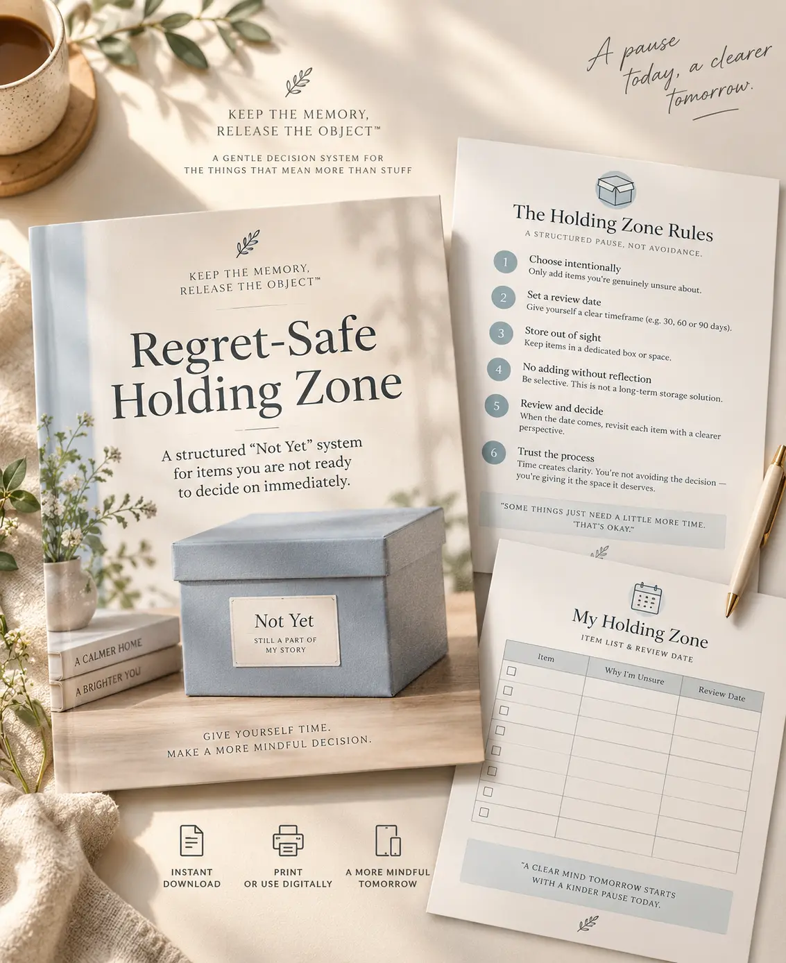 Regret-Safe Holding Zone worksheet cover