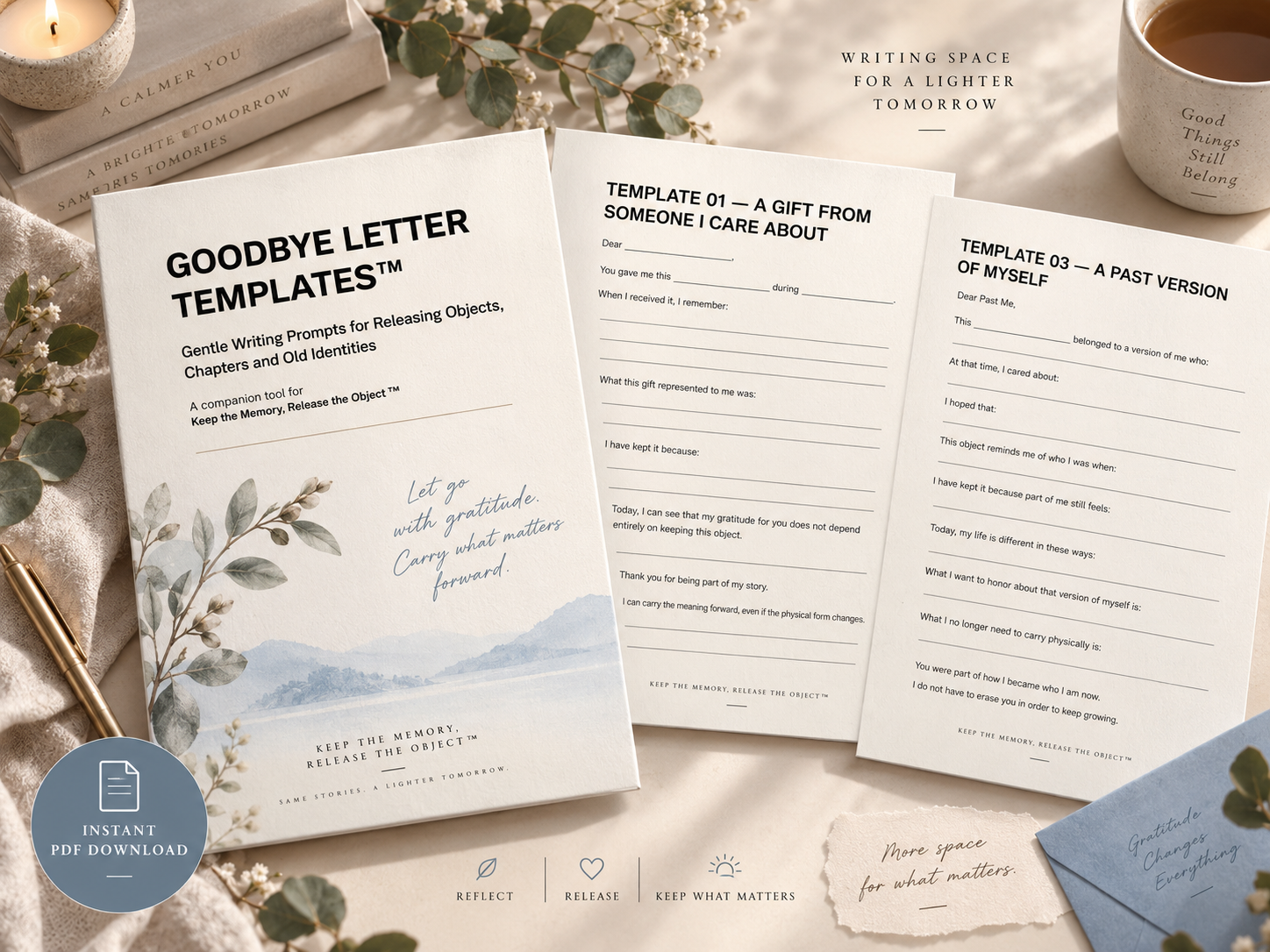 Goodbye Letter template with handwriting-style prompts